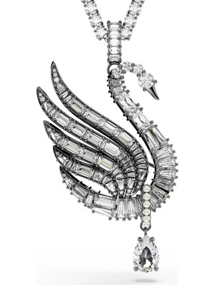 Swarovski Swan Kolye ve Broş Kuğu Beyaz Rutenyum Kaplama