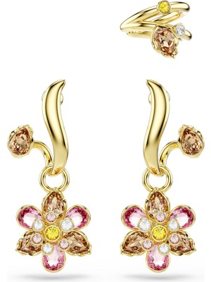 Swarovski Idyllia Küpe Set (3) Karişik Kesimler Çiçek Çok Renkli Altin Rengi Kaplama