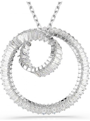 Swarovski Matrix Kolye Baget Kesim Beyaz Rodyum Kaplama