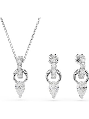 Swarovski Mesmera Set Armut & Yuvarlak Kesim Beyaz Rodyum Kaplama
