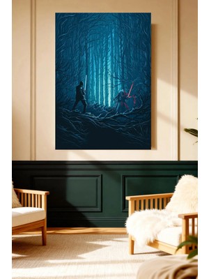Mushen Studio Star Wars Luke Kylo Ren Orman Düello Kanvas Tablo Klasik Duvar Dekoru Sanat Eseri Çerçevesiz Ev Ofis