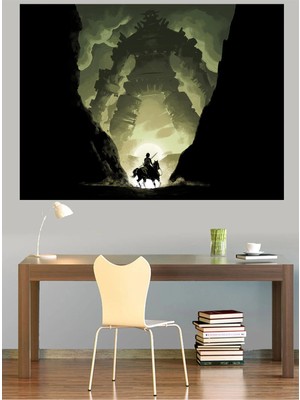 Mushen Studio Epik Atlı Savaşçı Dev Kale Kanvas Tablo Fantastik Duvar Dekoru Sanat Eseri Çerçevesiz Ev Ofis