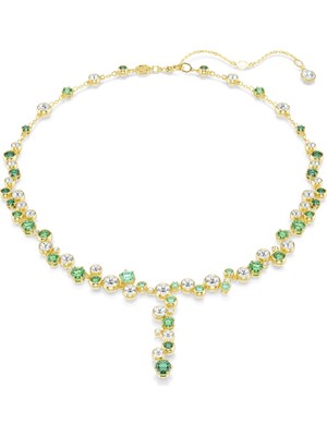 Swarovski Constella Y Kolye Karişik Kesimler Yeşil Altin Rengi Kaplama