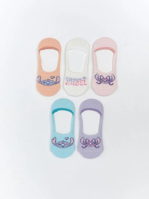 Lc Waikiki Yeni Sezon Stitch ve Angel Desenli Kız Çocuk Babet Çorap 5'li
