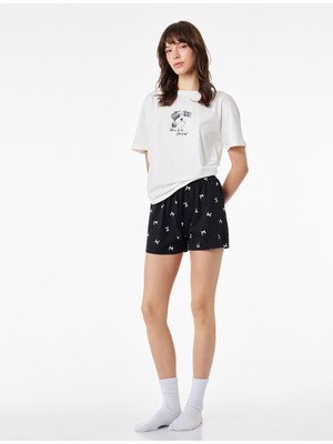 Koton Pamuklu Baskılı Kısa Kollu Tişört ve Şortlu Pijama Takımı