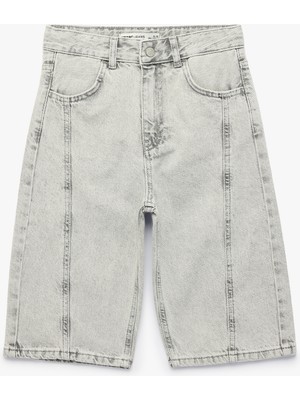 Koton Pamuklu Loose Fit Dikiş Detaylı Denim Şort