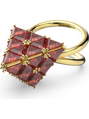 Swarovski Curiosa Yüzük Triangle Cut Triangle Kırmızı Sarı Altın Rengi Kaplama 58