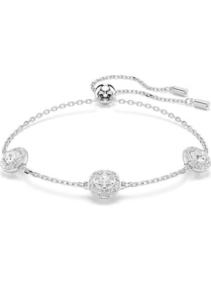 Swarovski Una Angelic Bileklik Yuvarlak Kesim Çift Tarafli Motifler Beyaz Rodyum Kaplama