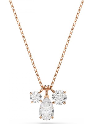 Swarovski Mesmera Kolye Karişik Kesimler Beyaz Pembe Altin Rengi Kaplama Std