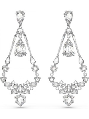 Swarovski Mesmera Clip Küpe Mixed Cut Chandelier Long Beyaz Rodyum Kaplama