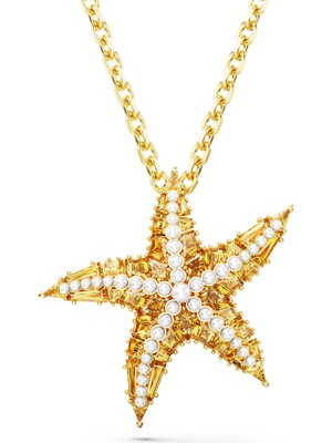 Swarovski Idyllia Kolye Kristal Inciler Denizyildizi Altin Rengi Altin Rengi Kaplama