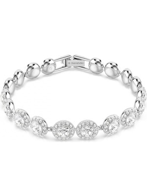 Swarovski Una Angelic Bileklik Kalin Yuvarlak Kesim Beyaz Rodyum Kaplama