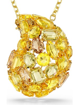Swarovski Gema Kolye ve Broş Sari Altin Rengi Kaplama