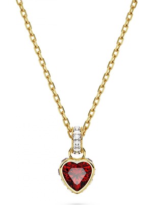 Swarovski Stilla Kolye Heart Kirmizi Sari Altin Rengi Kaplama