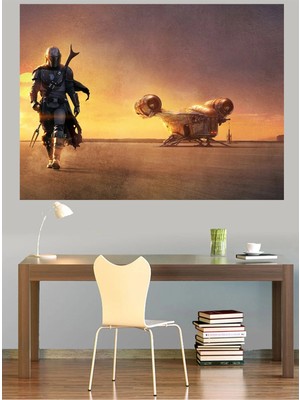 Mushen Studio The Mandalorian Çöl Uzay Gemisi Kanvas Tablo Star Wars Duvar Dekoru Sanat Eseri Çerçevesiz Ev Ofis