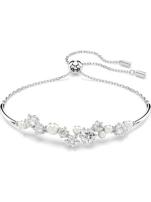 Swarovski Constella Bangle Bileklik Kristal Inci Yuvarlak Kesim Beyaz Rodyum Kaplama