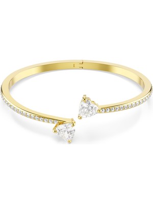 Swarovski Mesmera Bileklik Kalp Beyaz Altin Rengi Kaplama L