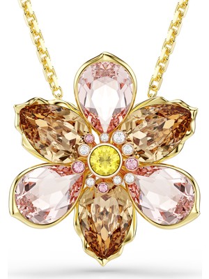 Swarovski Idyllia Kolye ve Broş Karişik Kesim Çiçek Çok Renkli Altin Rengi Kaplama