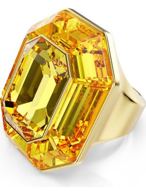 Swarovski Lucent Kokteyl Yüzük Octagon Şekil Sari Altin Rengi Kaplama 55