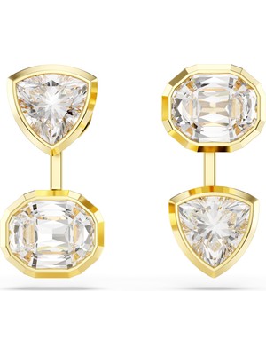 Swarovski Imber Küpe Jackets Asimetrik Dizayn Karişik Kesim Beyaz Altin Rengi Kaplama