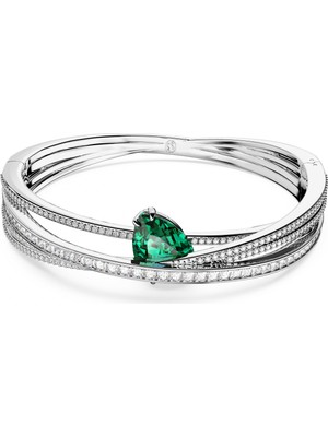 Swarovski Hyperbola Bangle Bileklik Yeşil Rodyum Kaplama S