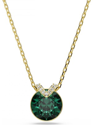 Swarovski Bella V Kolye Yuvarlak Kesim Yeşil Altin Rengi Kaplama Std