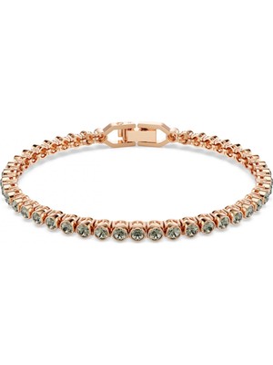 Swarovski Imber Emily Tennis Bileklik Yuvarlak Kesim Pembe Altin Rengi Kaplama Std