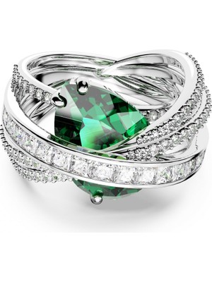 Swarovski Hyperbola Yüzük Mixed Cut Four Bands Yeşil Rodyum Kaplama 52