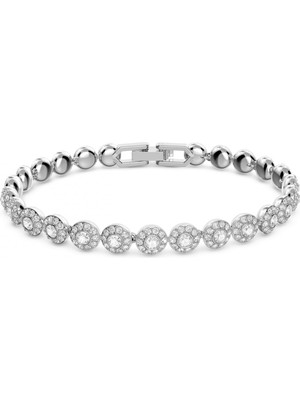 Swarovski Una Angelic Bileklik Ince Yuvarlak Kesim Beyaz Rodyum Kaplama