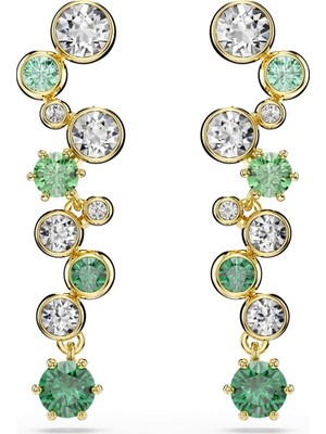 Swarovski Constella Damla Küpe Karişik Kesim Yeşil Sari Altin Rengi Kaplama Std
