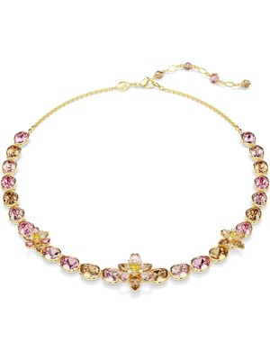Swarovski Idyllia Kolye Karişik Kesimler Çiçek Çok Renkli Altin Rengi Kaplama