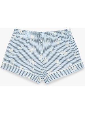 Koton Pamuklu Beli Lastikli Rahat Kesim Çizgili Şort Pijama Altı