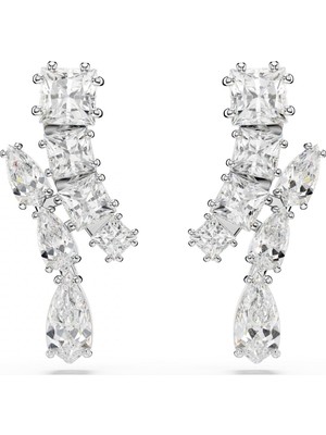 Swarovski Matrix Damla Küpe Mixed Cuts Beyaz Rodyum Kaplama