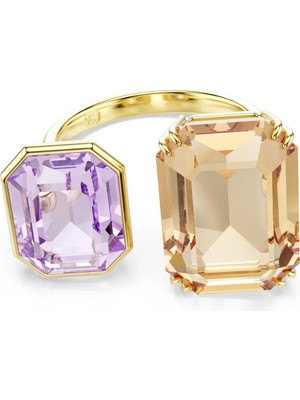 Swarovski Millenia Açik Yüzük Sekizgen Kesim Çok Renkli Sari Altin Rengi Kaplama 52