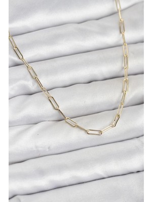 Renas Store cm 14K Gold Renk Pirinç Ataç Zincir Kadın Kolye