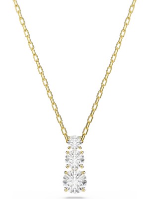 Swarovski Stilla Attract Kolye Yuvarlak Kesim Beyaz Sari Altin Rengi Kaplama Std