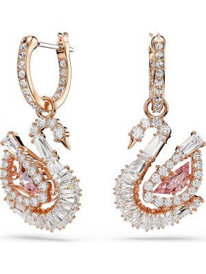 Swarovski Swan Damla Küpe Pavé Kuğu Pembe Std