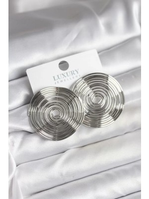 Renas Store Pirinç Gümüş Renk Circle Model Kadın Küpe - TJ-BKP11436