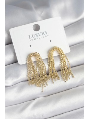 Renas Store Pirinç Gold Renk Sallantılı Kadın Küpe
