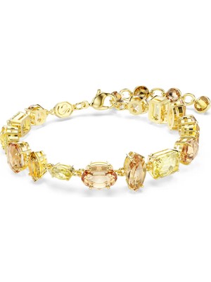 Swarovski Gema Bileklik Karişik Kesim Sari Sari Altin Rengi Kaplama Std