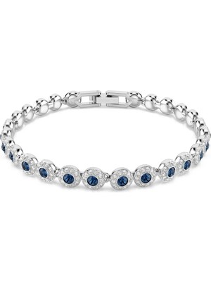 Swarovski Una Angelic Bileklik Ince Yuvarlak Kesim Mavi Rodyum Kaplama Std