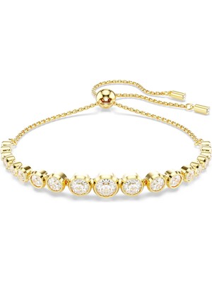 Swarovski Imber Tennis Bileklik Karişik Yuvarlak Kesim Beyaz Altin Rengi Kaplama