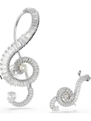 Swarovski Capsule Klips Küpe Beyaz Rodyum Kaplama