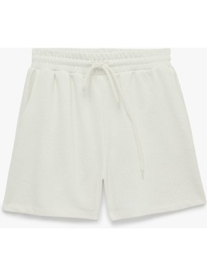 Koton Slim Fit Beli Bağcıklı Cepli Simli Mini Şort