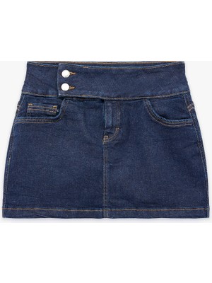 Koton Cep Detaylı Rahat Kalıp Denim Mini Etek