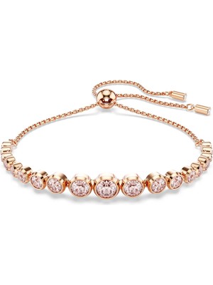 Swarovski Imber Tennis Bileklik Karişik Yuvarlak Kesim Pembe Pembe Altin Rengi Kaplama