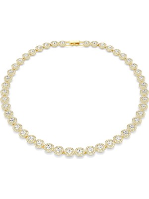 Swarovski Una Angelic Tennis Kolye Yuvarlak Kesim Beyaz Altin Rengi Kaplama