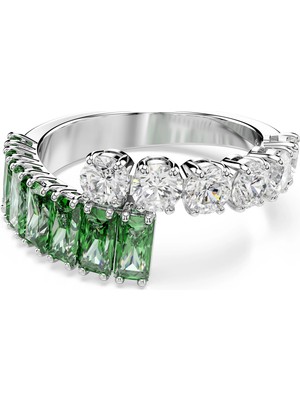 Swarovski Matrix Yüzük Karişik Kesim Yeşil Rodyum Kaplama 58