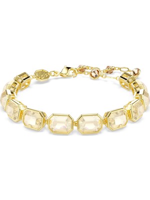 Swarovski Millenia Tennis Bileklik Sekizgen Kesim Karamel Sari Altin Rengi Kaplama Std