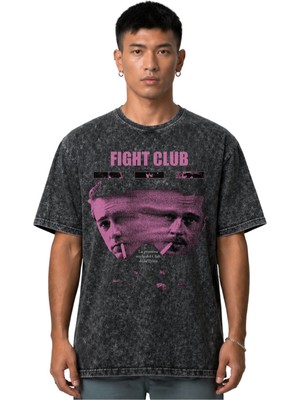Sevbano Fight Club Tyler Durden Efsane Film Ön Baskılı Unisex Oversize Vintage Yıkamalı Tişört